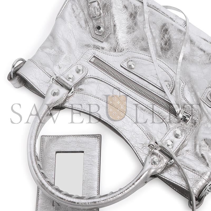 BALENCIAGA WOMEN'S LE CITY FIRST BAG IN SILVER 8414582AB4V8122 (34*20*6cm) BALENCIAGA WOMEN'S LE CITY FIRST BAG IN SILVER 8414582AB4V8122 (34*20*6cm)